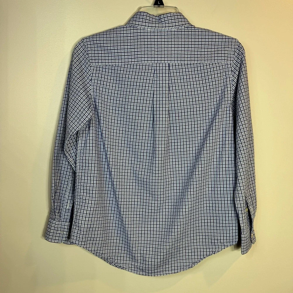Ralph Lauren Button Down Shirt Long Sleeve‎ Kids Medium Polo Blue Gingham Preppy